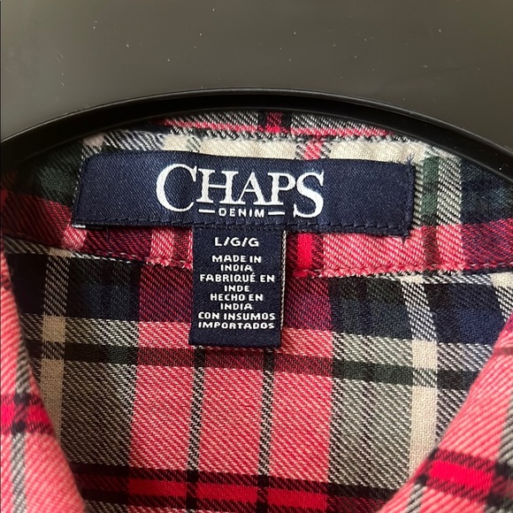 Chaps Red and White Casual Button Down Shirt - Picture 2 of 8
